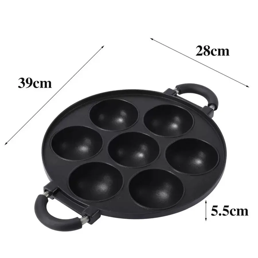 7 Hole Cooking Cake Pan Cast Iron Omelette Pan Non-Stick Cooking Pot Breakfast Egg Cooker Cake Mold Kitchen Cookware Kitchenware
