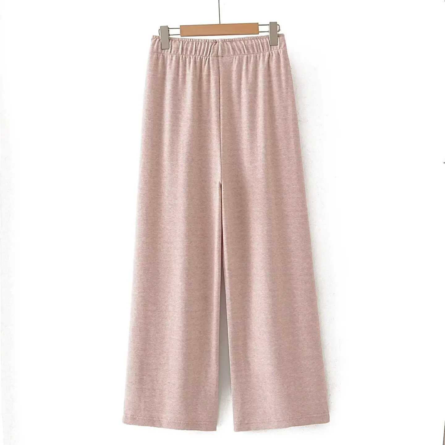 Fashion Plus Size Women's Straight Pants Autumn Simple And Casual Soft Drawstring Waist Wide Leg Full Length Trousers 450