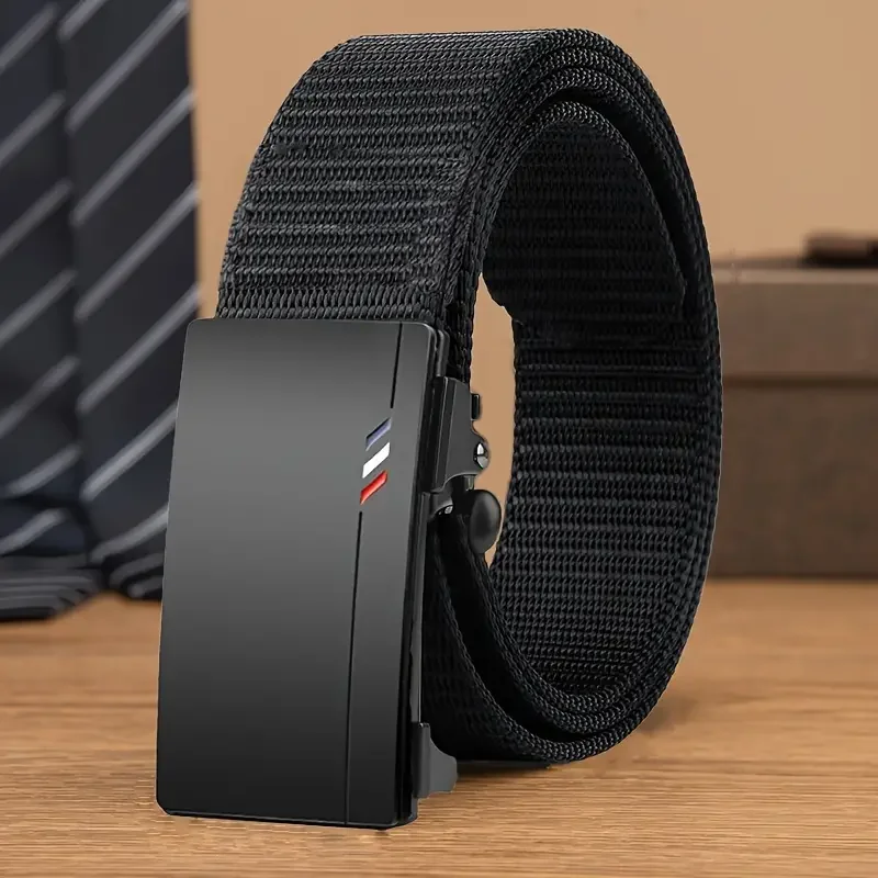Cinturón de hombre con hebilla automática para deporte y ocio negro_voghion.com