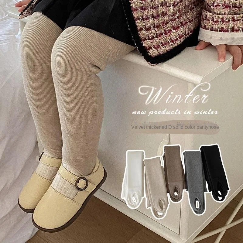 

Children's Pantyhose Thicken Cotton Kids Pants Solid Girls Tights Warm and Plush Stepping Foot Pantyhose Cotton Socks Fashion