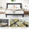 HAUSPROFI Double Bed Frame 135cm, Upholstered Bed with Winged Headboard, Wooden Slats Support, Easy Assembly, Modern Bed 5 HAUSPROFI Double Bed Frame 135cm, Upholstered Bed with Winged Headboard, Wooden Slats Support, Easy Assembly, Modern Bed 5