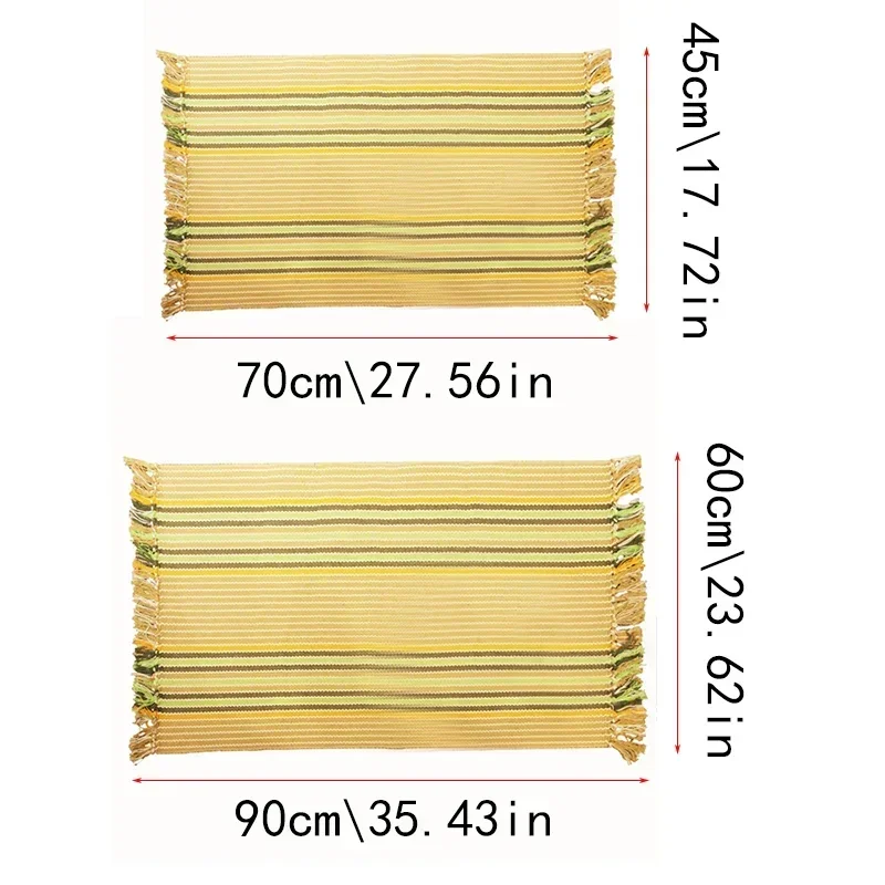 2025 Newest Retro Hand Woven Cotton Linen Carpet Tassel Bedside Rug Geometric Floor Mat Living Rooms Bedroom Home Decor Optional 6