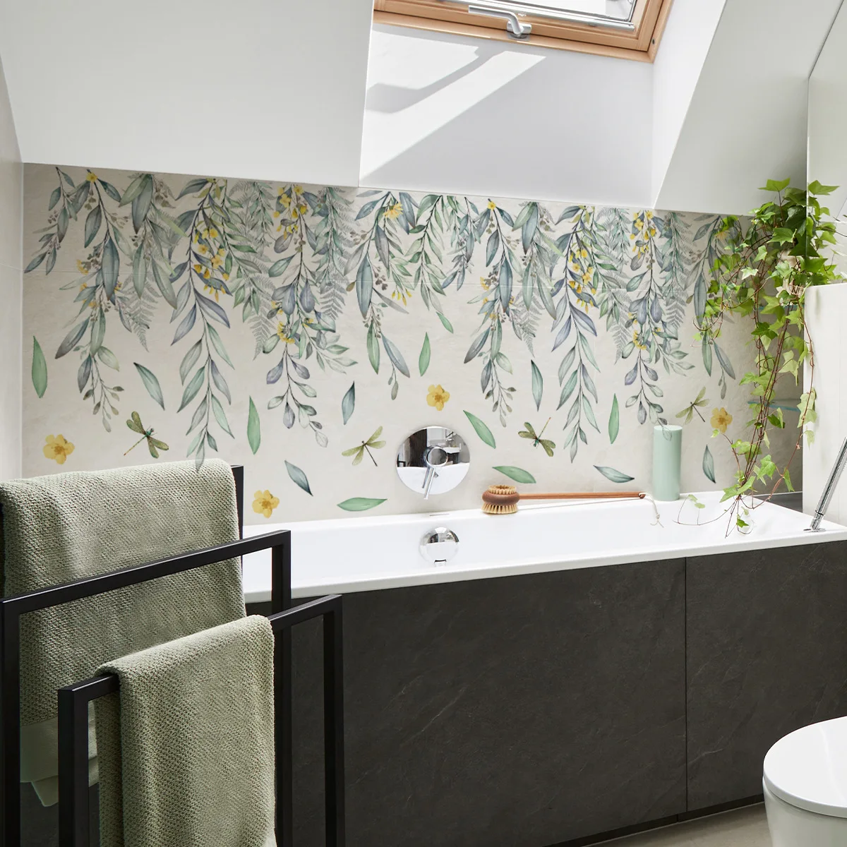 New Leafy Floral Vine Bathtub Decal - Self-Adhesive Wall Sticker for Bathroom, Living Room Decor, 3 Styles (30x90cm)