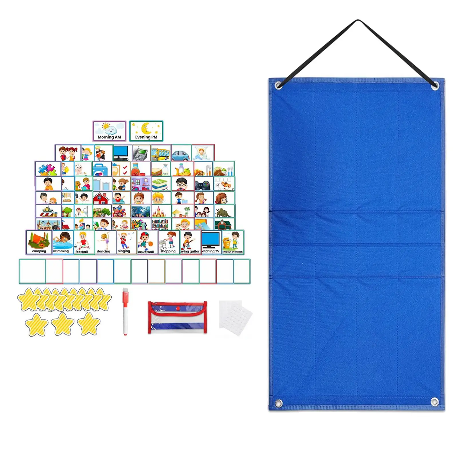 

Kids Visual Schedule Morning Bedtime Behavioral Tool Daily Schedule Pocket Chart for Activity Classroom Home Office Teaching Aid