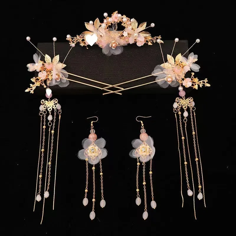 

Step shake hair accessories Hanfu headdress fringe hairpin ancient style hair accessories complete set