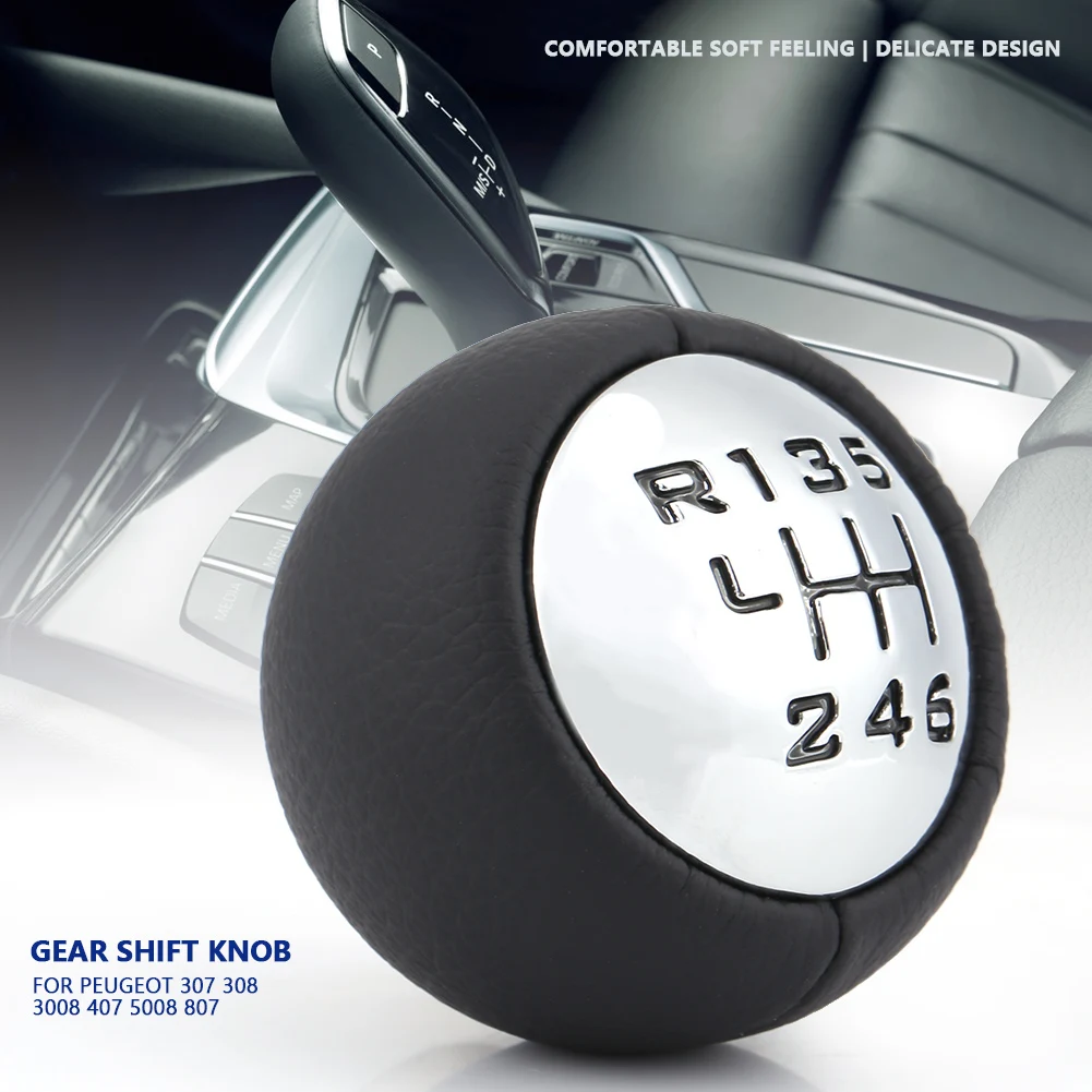 Car 6 Speed Gear Shift Lever Knob Head For Peugeot 307 308 3008 407 5008 807 Citroen C3 C4 C8
