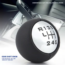 Car 6 Speed Gear Shift Lever Knob Head For Peugeot 307 308 3008 407 5008 807 Citroen C3 C4 C8