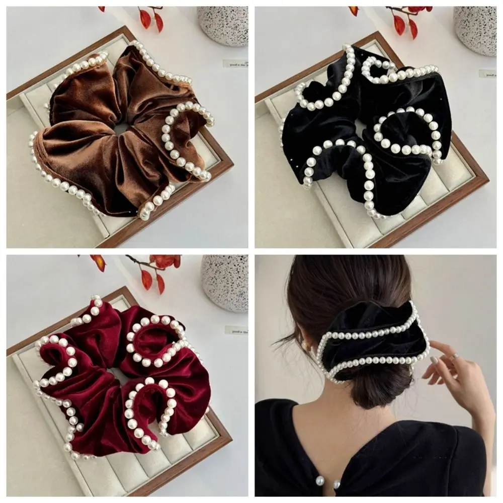 

Elastic Hair Band Velvet Scrunchies Ponytail Holder Hair Ring Pearl Hair Rope Hair Tie Hair Accessories Large Intestine Hairband