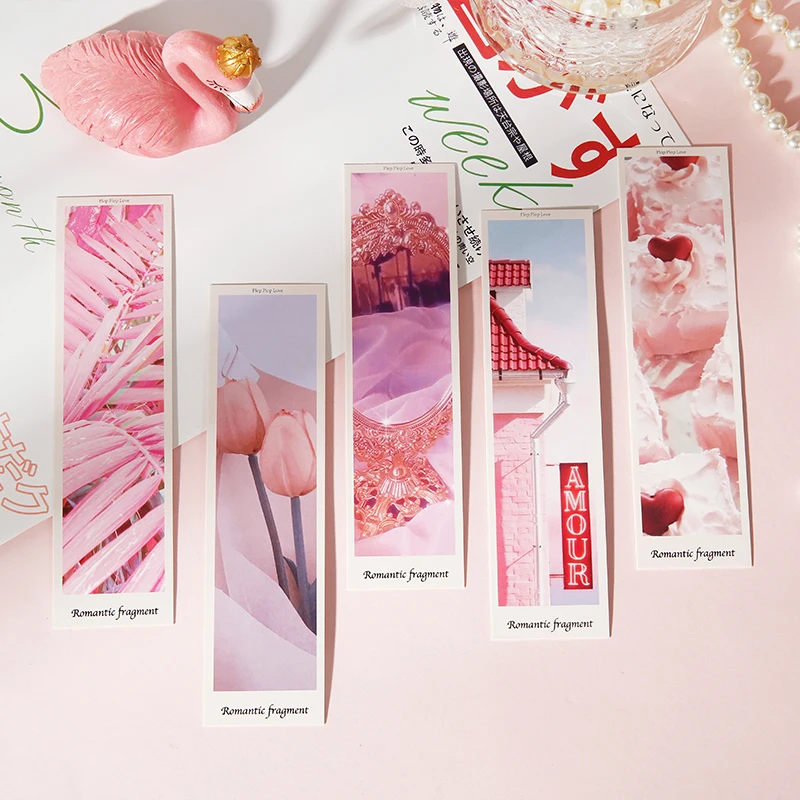 

30Pcs Bookmark Heart Creative Pink Department Gift Message School Supplies Decoration Card Stationery cute 152*42MM