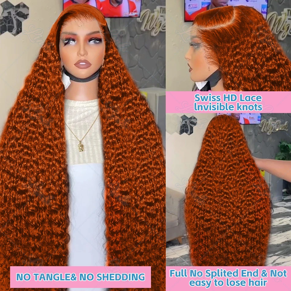 Links Orange Ginger Deep Wave 13x6 HD Lace Frontal Human Hair Wigs 30 Inch Loose Water Culry 13x4 Lace Front Wig For Women lace front wig human hair wigs human hair wig front lace wig