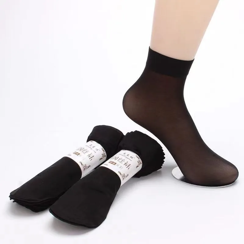 

2-10 Pairs Women Sexy Transparent Elastic Summer Ultrathin Socks Lady Female Solid Breathable Black Skin Short Crystal Silk Sock