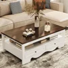Farmhouse Coffee Table with Storage, 47.6" Coffee Tables with 4 Large Drawers, Spacious Tables, Top Center Table for Living Room 1