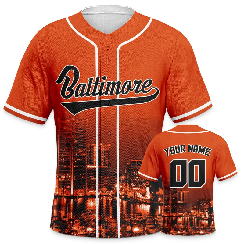 Orange Custom Men Baseball Jerseys Personalized Featuring City Night View  Sublimation Blanks Design Tshirt Sportwear Clothing - AliExpress