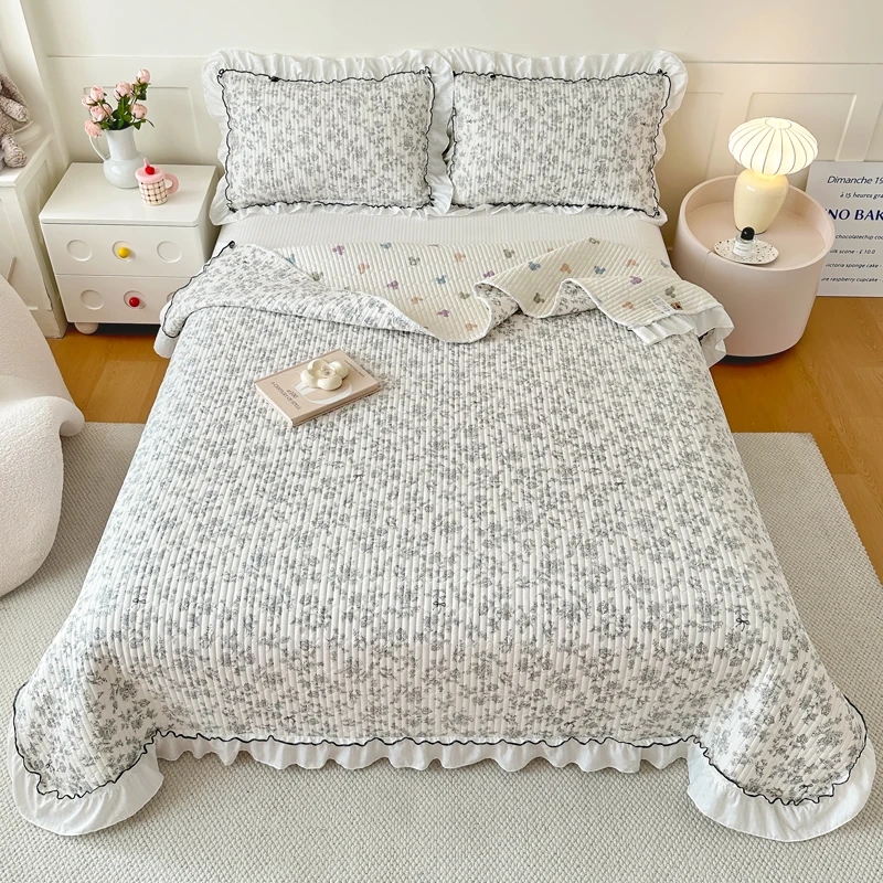 Bonenjoy Print Bedspread Lace Bed Cover Skin-friendly Bedsheet Soft Bed Linen покрывало Girls Room Bedspreads (No Pillowcase)