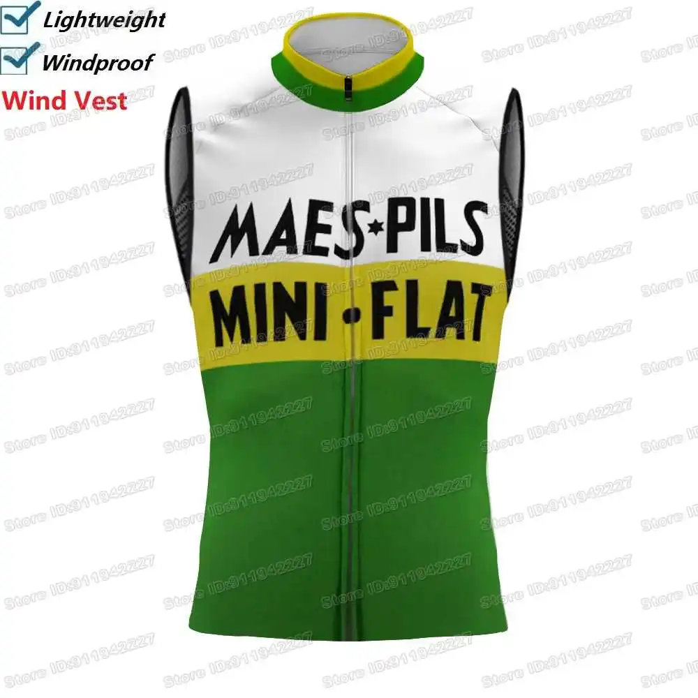 2025 Retro Team Maes Cycling Vest Windproof Men Wind Vest Road Cycling Jersey Sleeveless Bicycle Windbreaker MTB Clothing