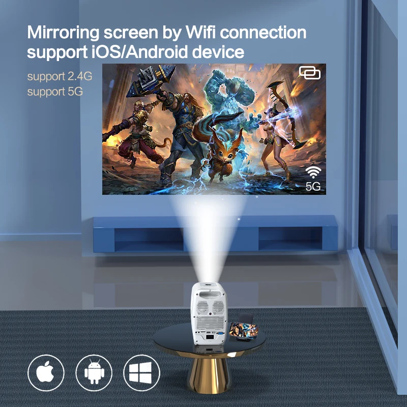 POWERFUL H6 HD1080P Wireless with BT Home Theater Video Movie Projectors Smart Android Mini LED Wifi Projector Outdoor Beamer
