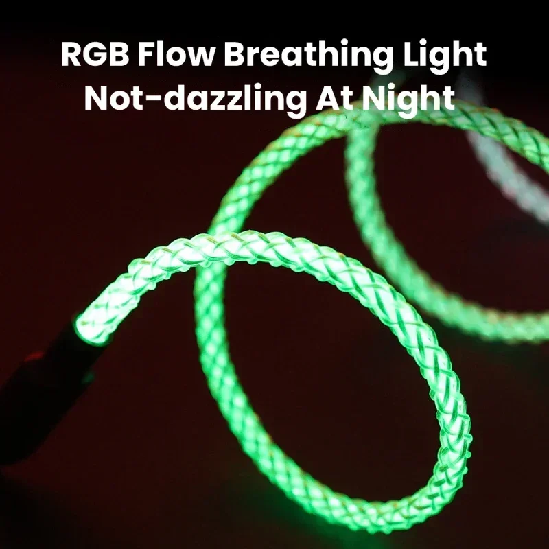 รูปสินค้า สายชาร์จ USB-C ชาร์จเร็ว 100W RGB สำหรับมือถือและโน้ตบุ๊ก