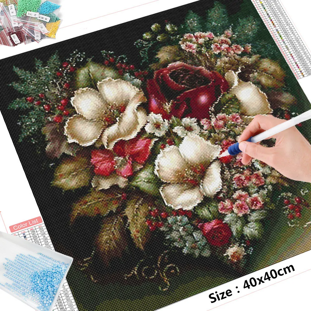HUACAN Diamond Painting Flower Heart Full Square Round Drill Mosaic Fantasy 5D Paintings For Interior diamond painting
