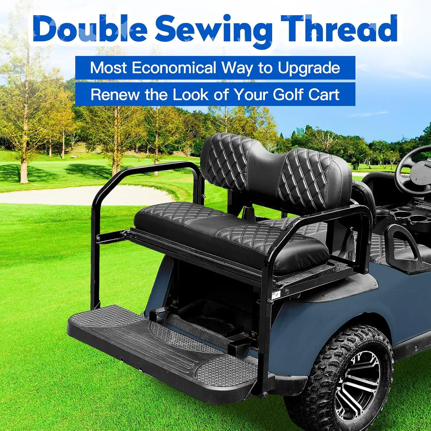 4PCS Golf Cart Seat Covers Kit for Club Car Precedent, Front and Rear Vinyl Covers with Easy Installation