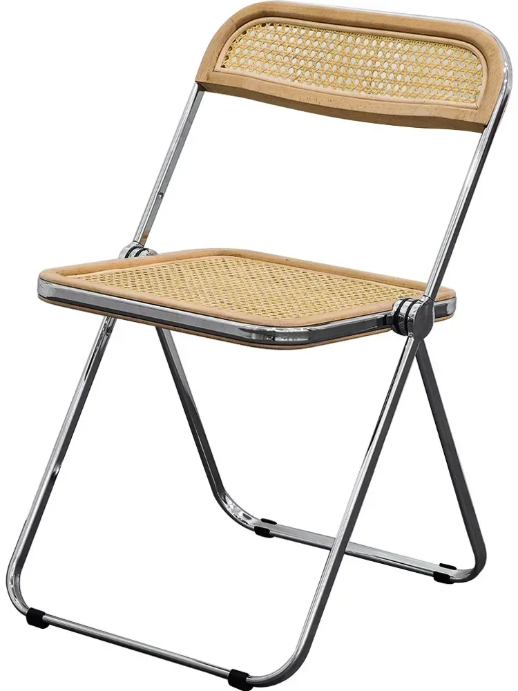 HighQuality Rattan Folding Chair Stainless Steel Imported Noodles Medieval Italian Design Clothing Store Photo B&B Inson sale