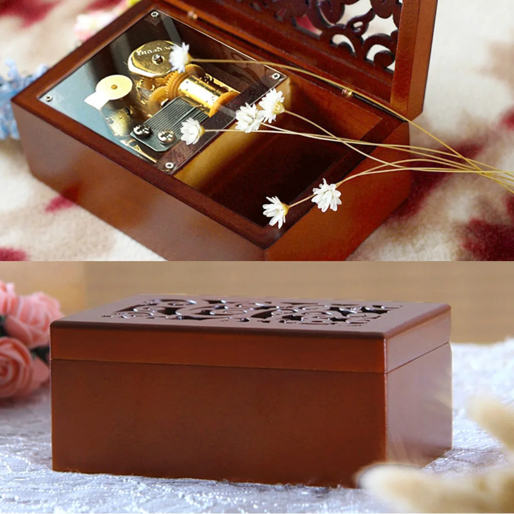 Mini vintage clockwork music box with melody of Castle In The Sky