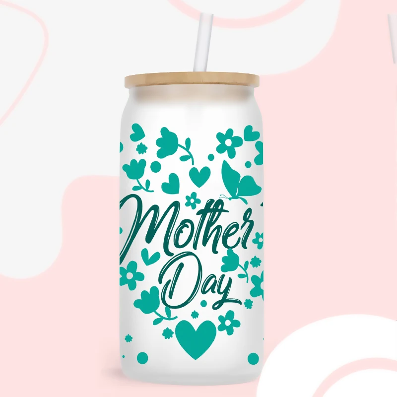 MOM MAMA Mather's Day Sticker UV DTF Cup Wrap Iron On Transfer Glass Can Wraps 16oz Libbey D12242