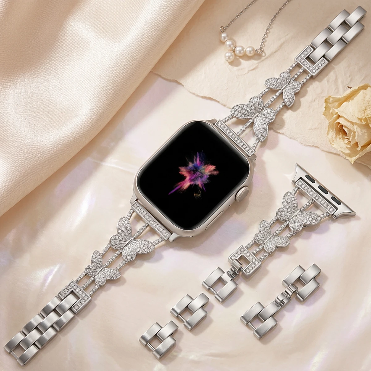 Butterfly Diamond Bling Metal Bracelet Strap