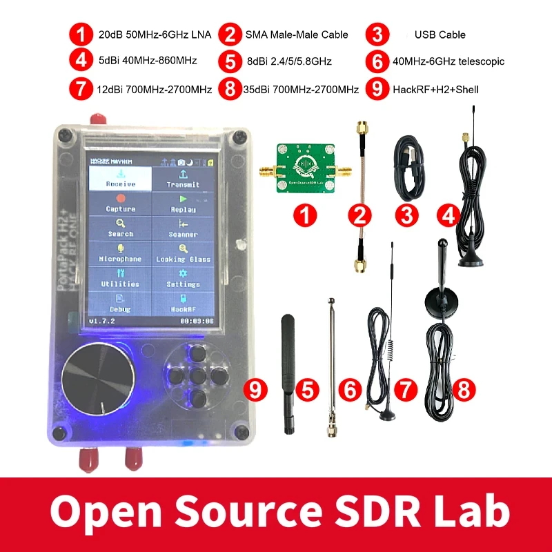 HackRF One R10 Portapack H2 1MHz to 6GHz SDR With Mayhem 2.0.1 Firmware Flashed software defined radio