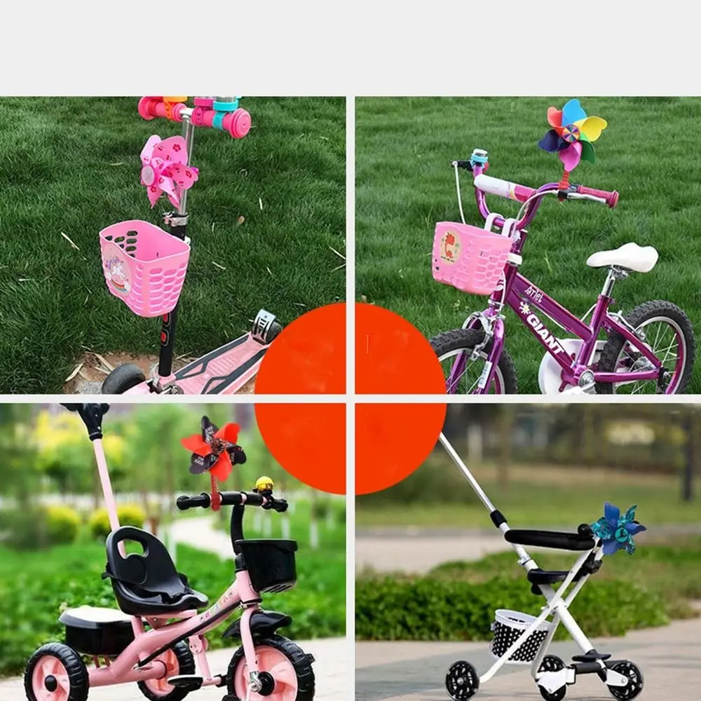 Long Pole/ Short Pole Children Bicycle Windmill 10 Styles Plastic Cartoon Colorful Pinwheel Scooter Decorative Outdoor Kids Toys bicycle windmill
