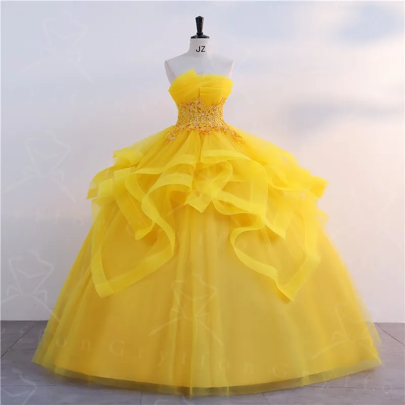 Gold Quinceanera Dresses Classic Strapless Ball Gown Real Photo Prom Dress Shinny Formal Gown Luxury Modern Vestidos quinceanera dresses