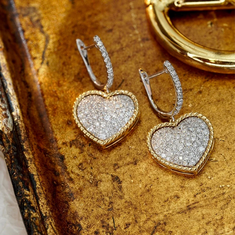 S9aa6d3c7fda749b3822f1a6f551842ecj Aazuo High Jewelry Set 18K Gold Real Diamonds Luxulylife Heart Shape Necklace Earring Gift For Women Engagement Wedding Party