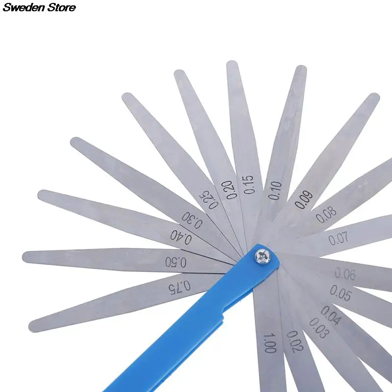 1 Set Foldable Metric Feeler Gauge 17 Blades 0.02-1.00mm Measurements Tools Stainless Steel Thickness Gap Filler Feeler Gauges feeler gauge