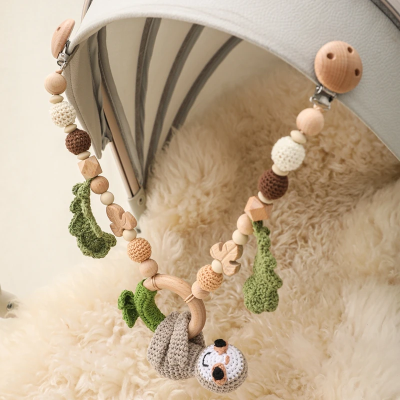 Chaine de Poussette en Bois Landau Jouet Bebe Collier D