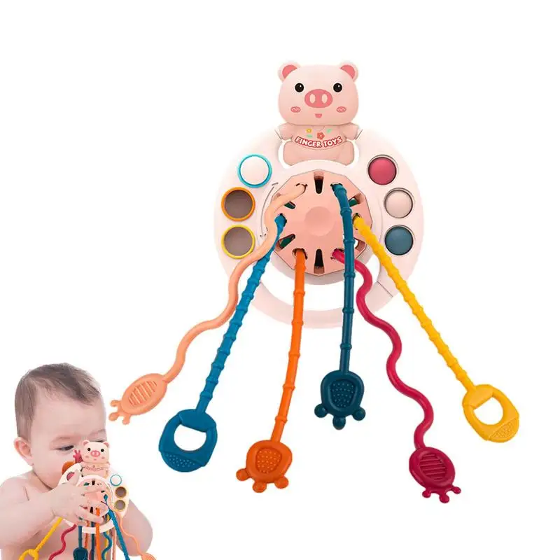 

Sensory Toys For Babies UFO Silicone Pull String Activity Toy Baby Travel Toys For Girls And Boys Fine Motor Skills Toys
