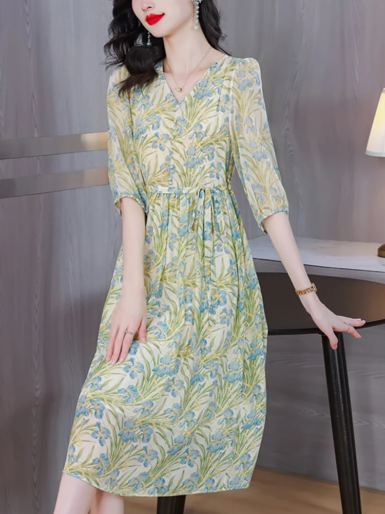 

Summer French Floral Luxury Elegant Midi Dress 2024 New Holiday Beach Casual Elegant Dress Women Bodycon Vintage Evening Dresses