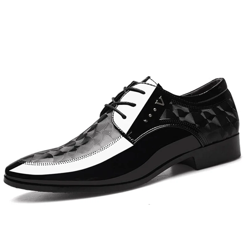 

Men Shoes Formal Dress Shoe Black PU Leather Shoes Men Lace Up Point Toe Business Casual Shoes for Men Wedding Party Office