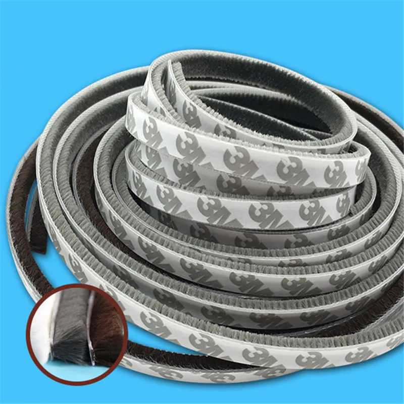 5Meters Brush Swal Weather Strip Door seal strip Draught Excluder Window Pile Seal Film Home Warm Wind Door Insulation Pad
