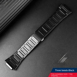 Premium Stainless Steel Strap for CasiOak Series - Trendy Personalized Watch Chain (Black)