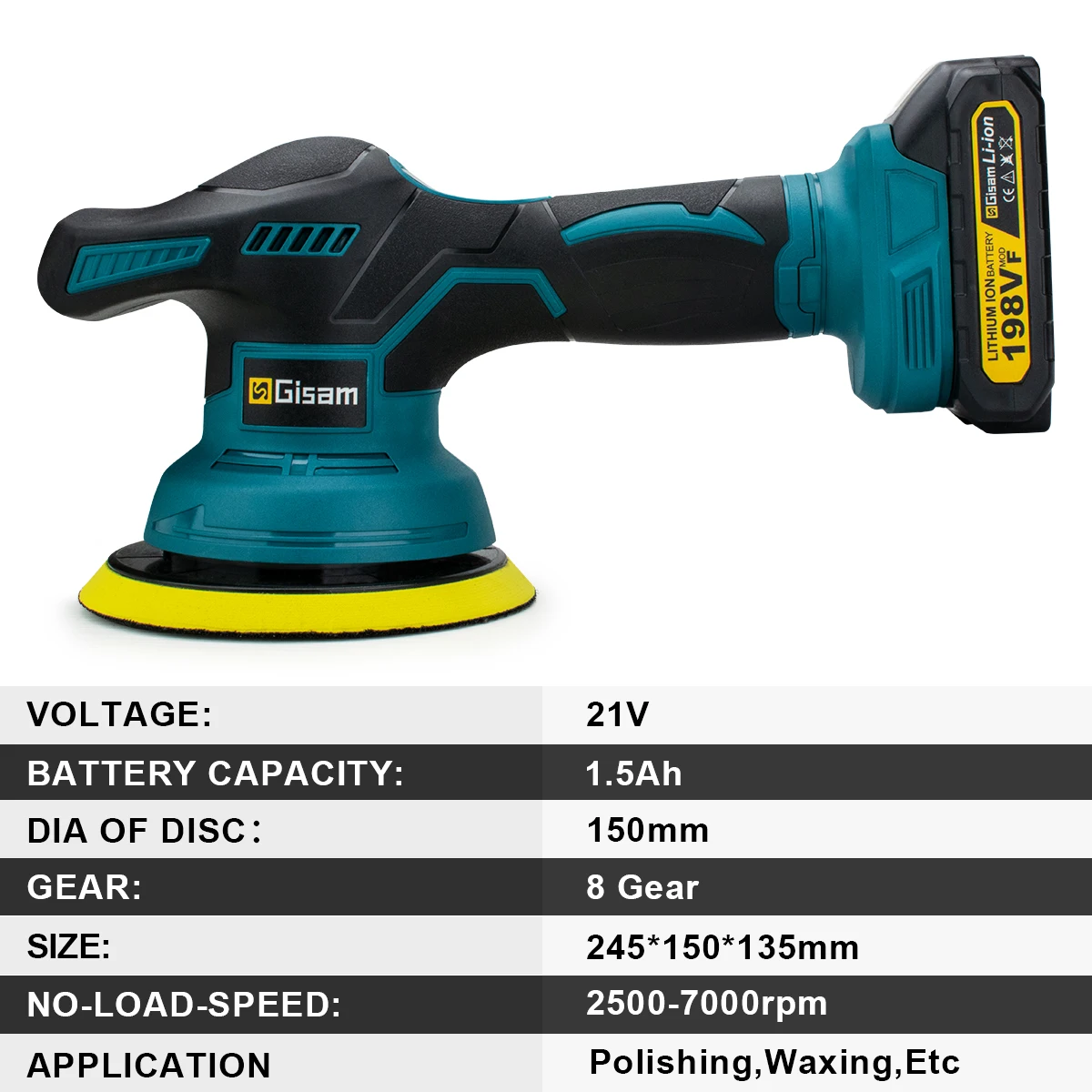 Gisam Cordless Car Polisher 8 Gears Digital Display Electric Polisher Auto Car Polishing Waxing Machine For Makita 18V Battery 5