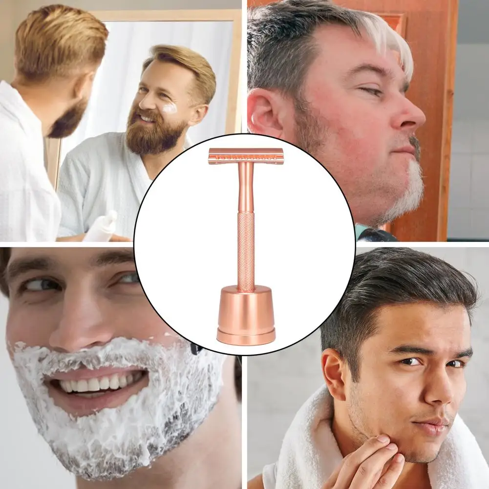 

Устойчивая к коррозии бритва с лезвиями портативная двухсторонняя Мужская Безопасная бритва с подставкой для лезвий из нержавеющей стали Очистка для отца