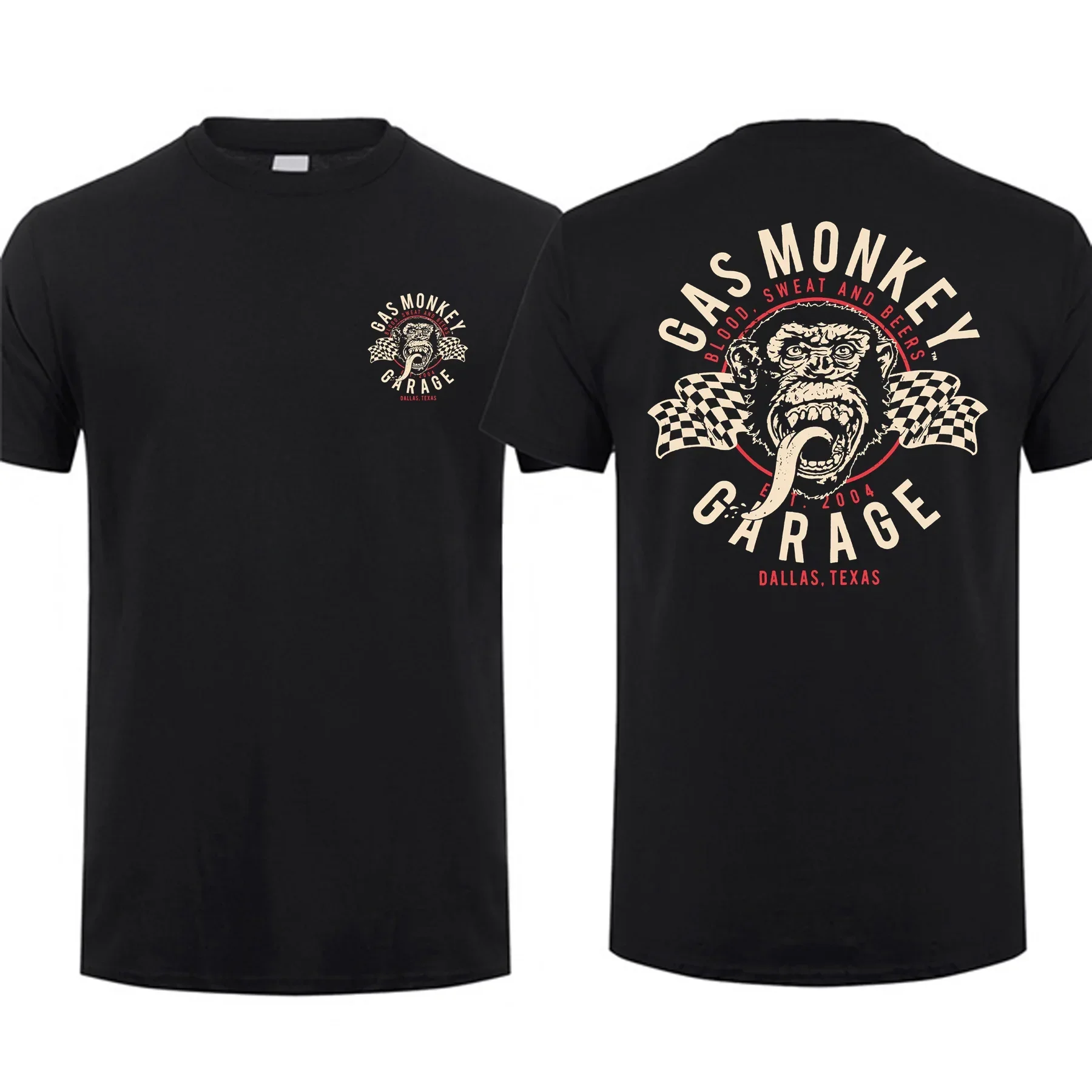 2024 Summer Amazing Male T-Shirt Mens 100%Cotton Tshirts Double Sided Gas Monkeys GarageTops Streetwear Graphiiccs Print Man