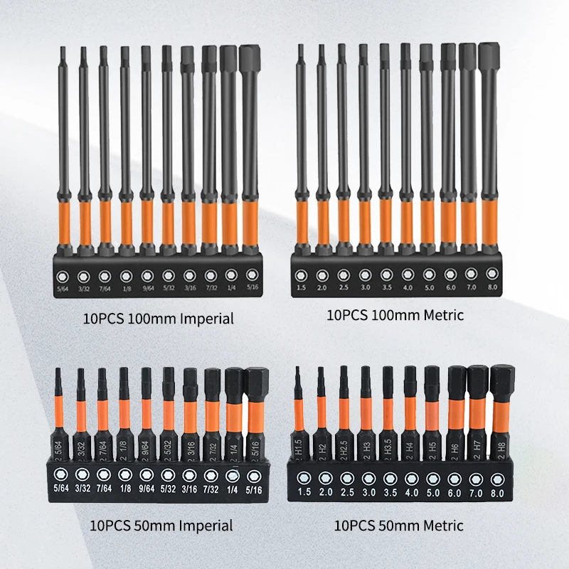 10/20Pcs Impact Hex Head Allen Wrench Drill Bit Set 1/4IN Screwdriver ...