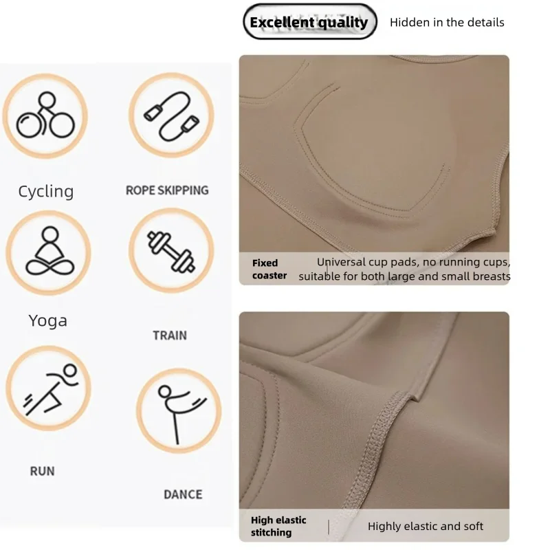 Nouveau débardeur de yoga pour femme avec soutien-gorge intégré, dos croisé en maille, coupe ajustée respirante et très élastique pour le Pilates, le fitness et le sport