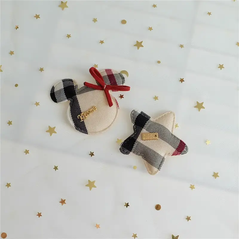 10PCS Classic Plaid Cartoon Animal Applique Star Cloth Padded Patches For Craft/Clothes/Children Hairpin/Wedding DIY Decoration - Image 5