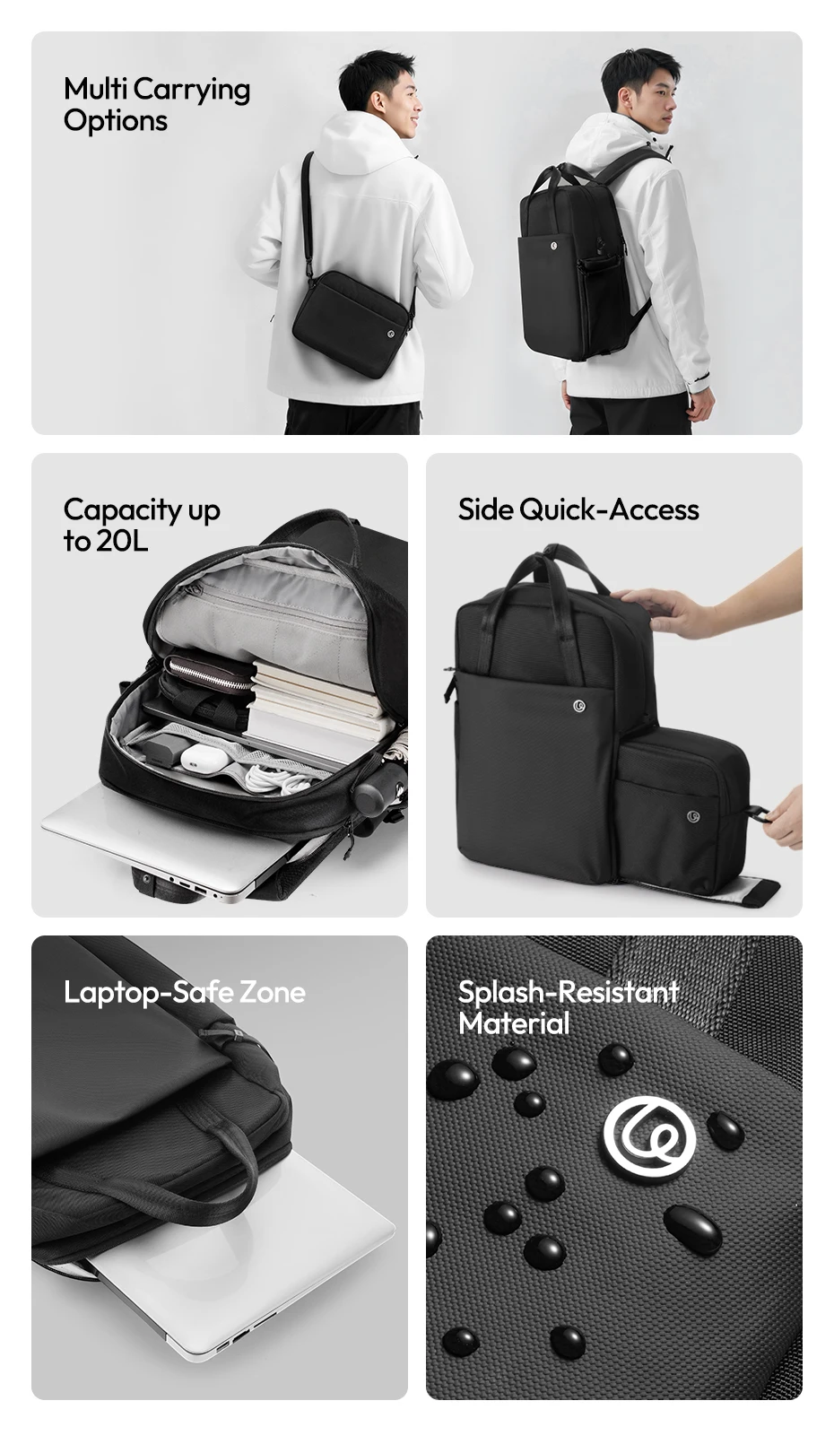 Lightweight Travel Backpack 20L Storage Bag for Camera Fill Light Laptop with Bu