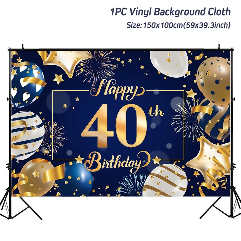 Pre-Strung 40th Birthday Banner - No Assembly Needed, Black Glitter Letters, 9.8 Feet Long - View #12