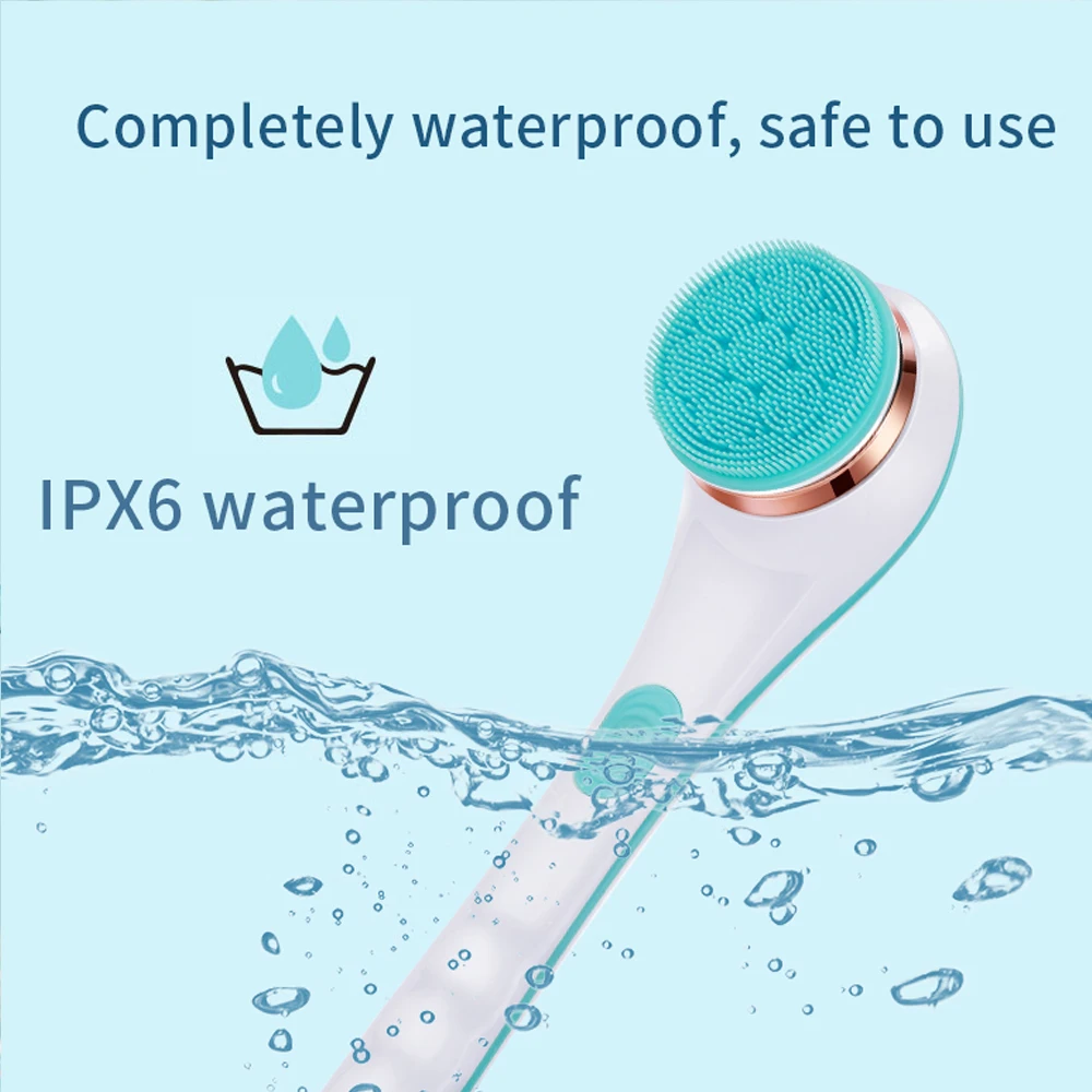 4 In Electric Bath Shower Brush Rotating Exfoliation Scrubber Shower Brush Long Handle Spa Waterproof Clean Face Body Massager