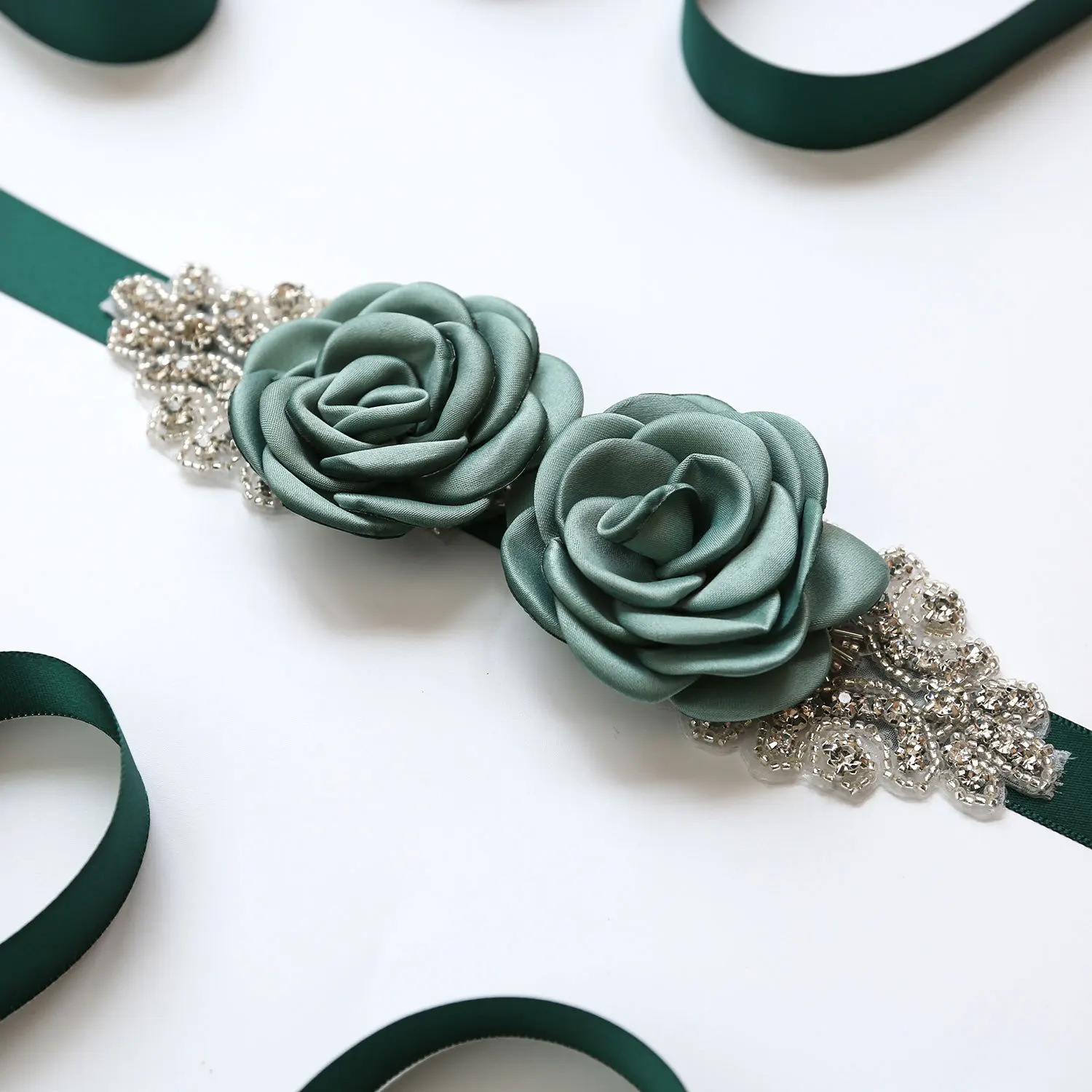 Pink white flower belts for women girl bridal prom dress accessories bridesmaid sash floral belt wedding rhinestone flower belt