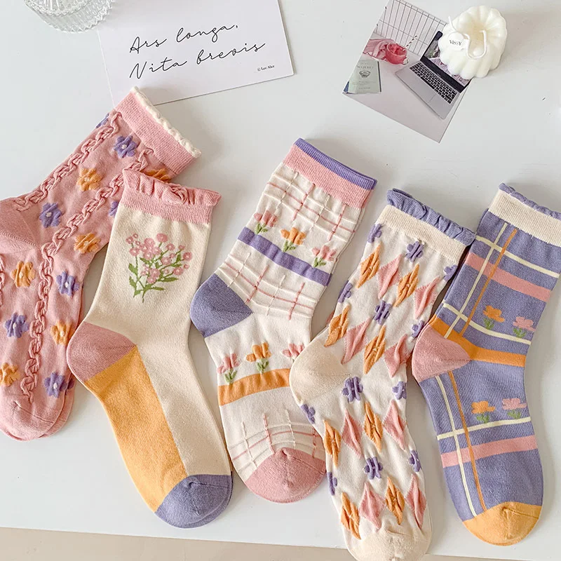 

New cartoon women's socks sweet tube socks ins all-match cotton socks