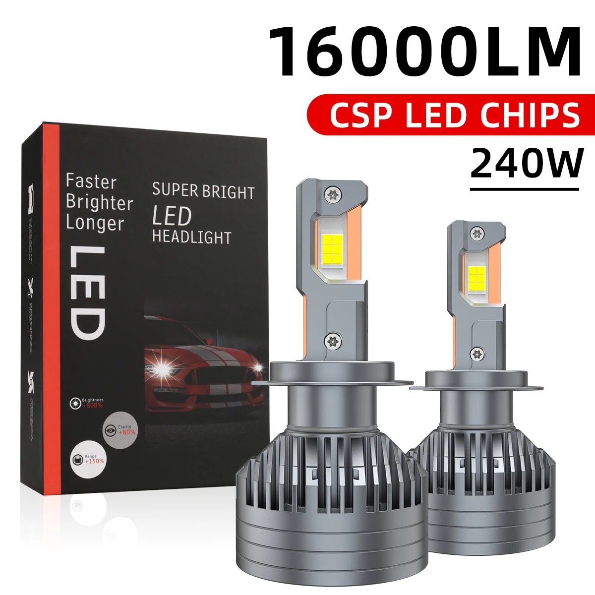 

H4 LED Canbus Car Headlight Bulbs H7 H1 H3 H11 HB3 9005 HB4 LED 16000LM 240W 4575 CSP Chip Turbo Hight Low Beam Auto Fog Light